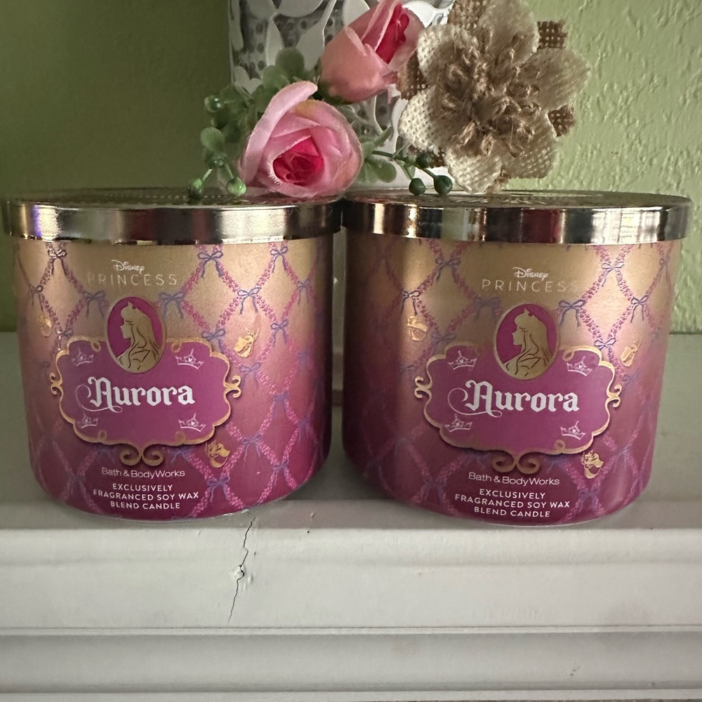 Disney Princess Aurora Pink and Gold Candles